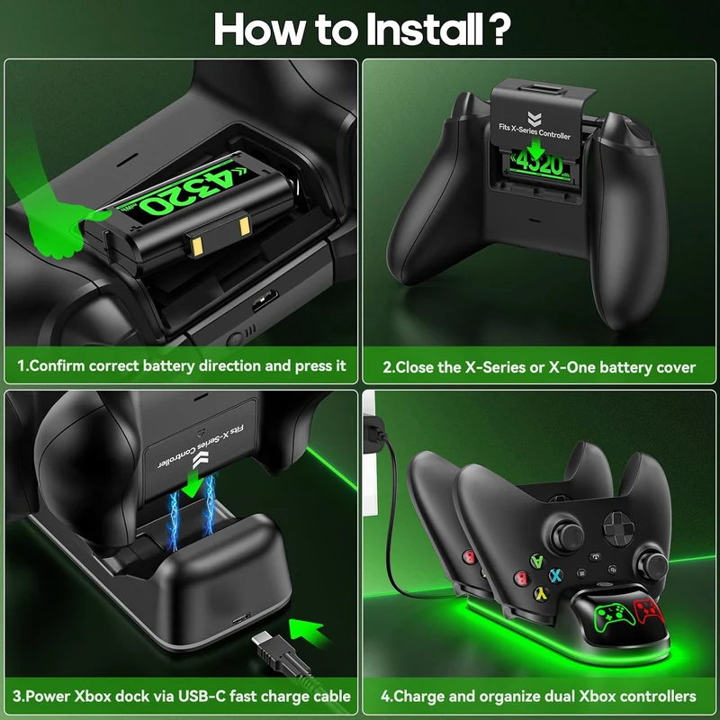 OIVO Controller Charging Station for XboxOne / Xbox Series S/X (Black, White)