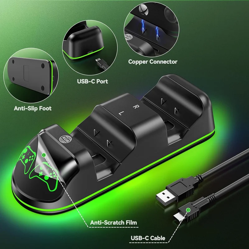 OIVO Controller Charging Station for XboxOne / Xbox Series S/X (Black, White)