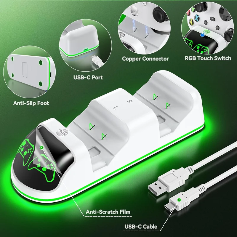 OIVO Controller Charging Station for XboxOne / Xbox Series S/X (Black, White)