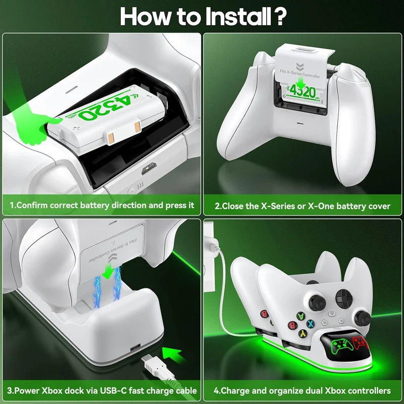 OIVO Controller Charging Station for XboxOne / Xbox Series S/X (Black, White)