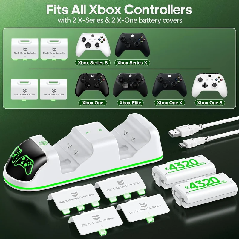 OIVO Controller Charging Station for XboxOne / Xbox Series S/X (Black, White)