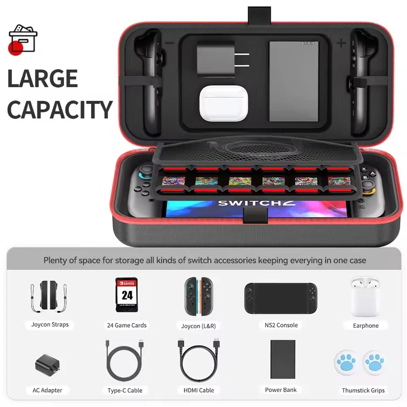 OIVO Carrying Case for Nintendo Switch 2 (Black/Red) (IV-SW288)