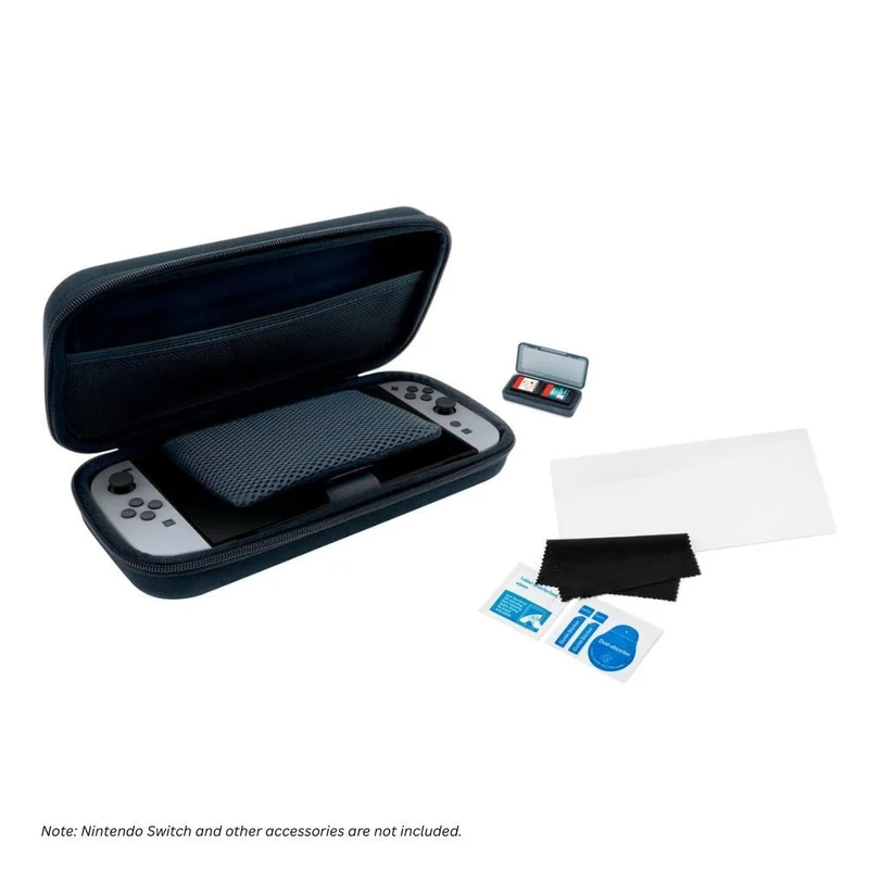 Nacon Starter Pack Includes Rigid Pouch + Screen Protector + Practical Foldable Card Case for Nintendo Switch 2 (Black, Blue, Red)