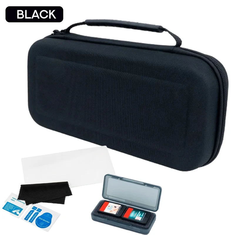 Nacon Starter Pack Includes Rigid Pouch + Screen Protector + Practical Foldable Card Case for Nintendo Switch 2 (Black, Blue, Red)