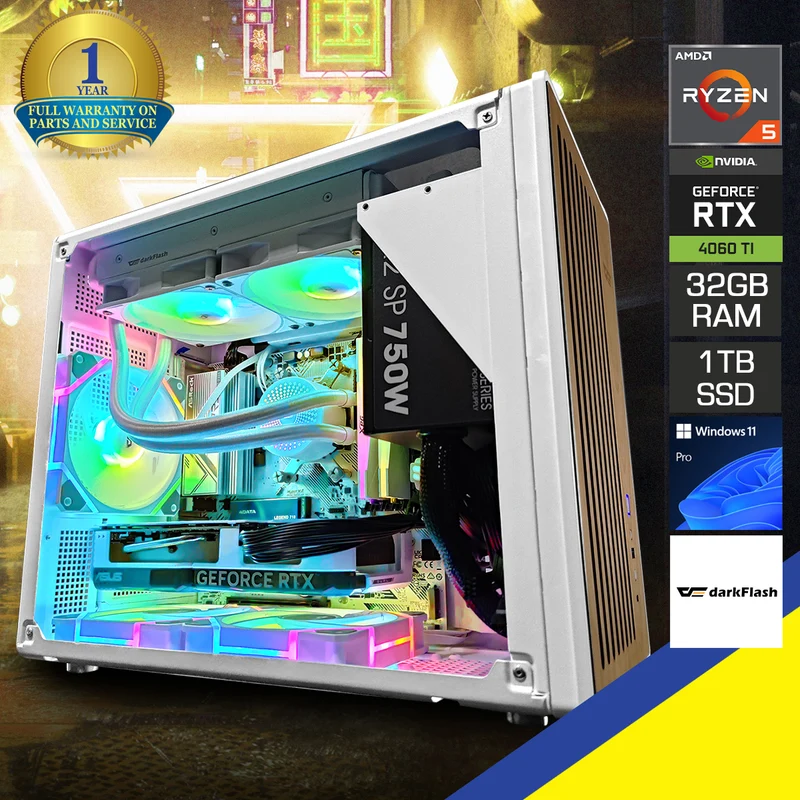 Sigma WD200 White Desktop Gaming PC | AMD Ryzen 5 5600GT | 32GB RAM | 1TB SSD | RTX 4060 TI | Windows 11 Pro