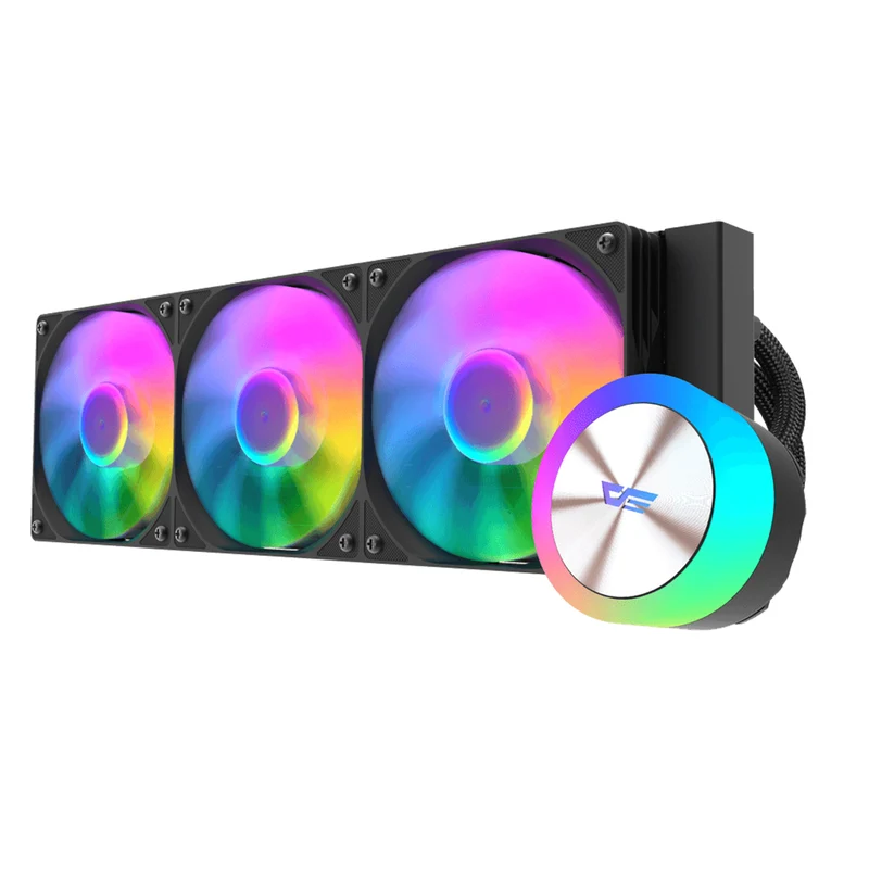 DarkFlash AquaGlow DG360 ARGB AIO 360mm Liquid CPU Cooler (Black, White)