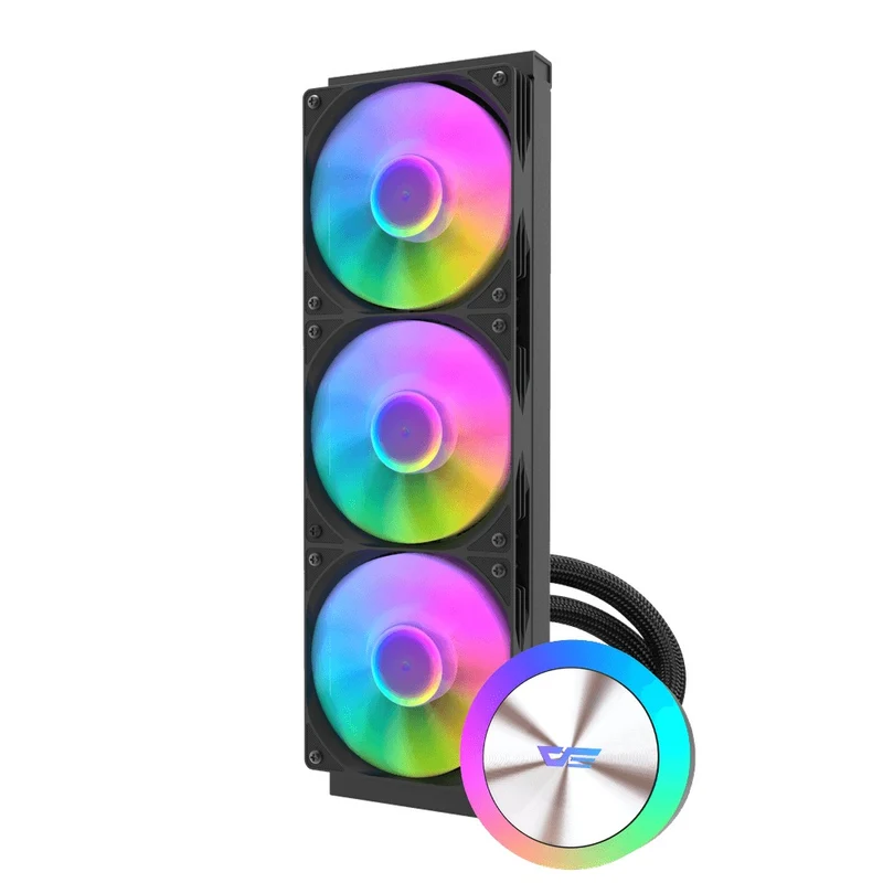 DarkFlash AquaGlow DG360 ARGB AIO 360mm Liquid CPU Cooler (Black, White)
