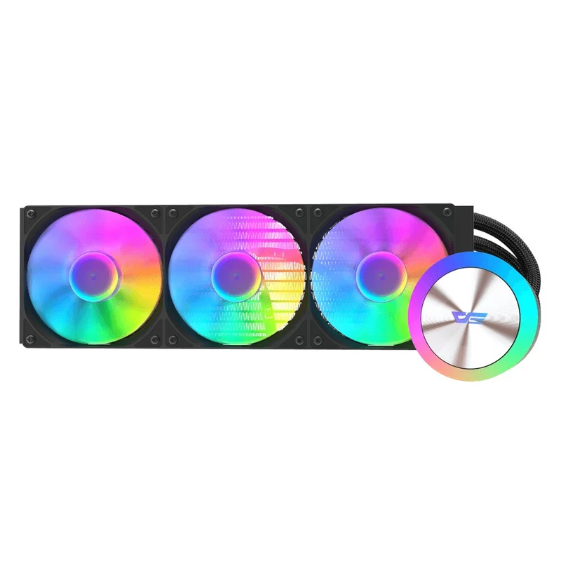 DarkFlash AquaGlow DG360 ARGB AIO 360mm Liquid CPU Cooler (Black, White)