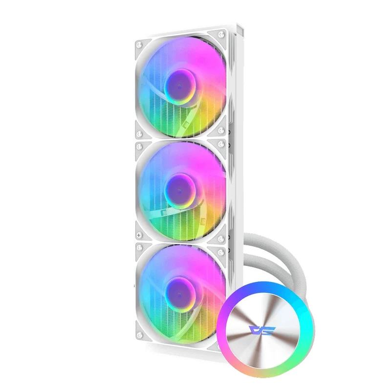DarkFlash AquaGlow DG360 ARGB AIO 360mm Liquid CPU Cooler (Black, White)