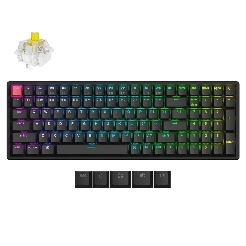 Keychron K4 QMK Fully Assembled Hot-Swappable RGB Backlight 96% Wireless Mechanical Keyboard Version 3 - Black