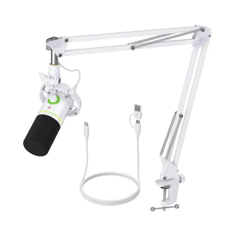 Maono PD200XS USB/XLR Podcast Dynamic Microphone Set with Boom Arm (Black, White, Pink)