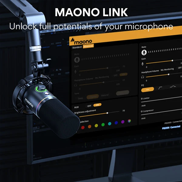 Maono PD200X USB/XLR Podcast Dynamic Microphone (Black, White)