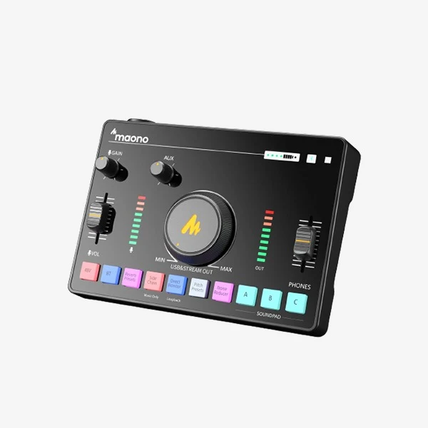 Maonocaster AMC2 Neo One-Stop Streaming Audio Mixer & Sound Card (Black, White)