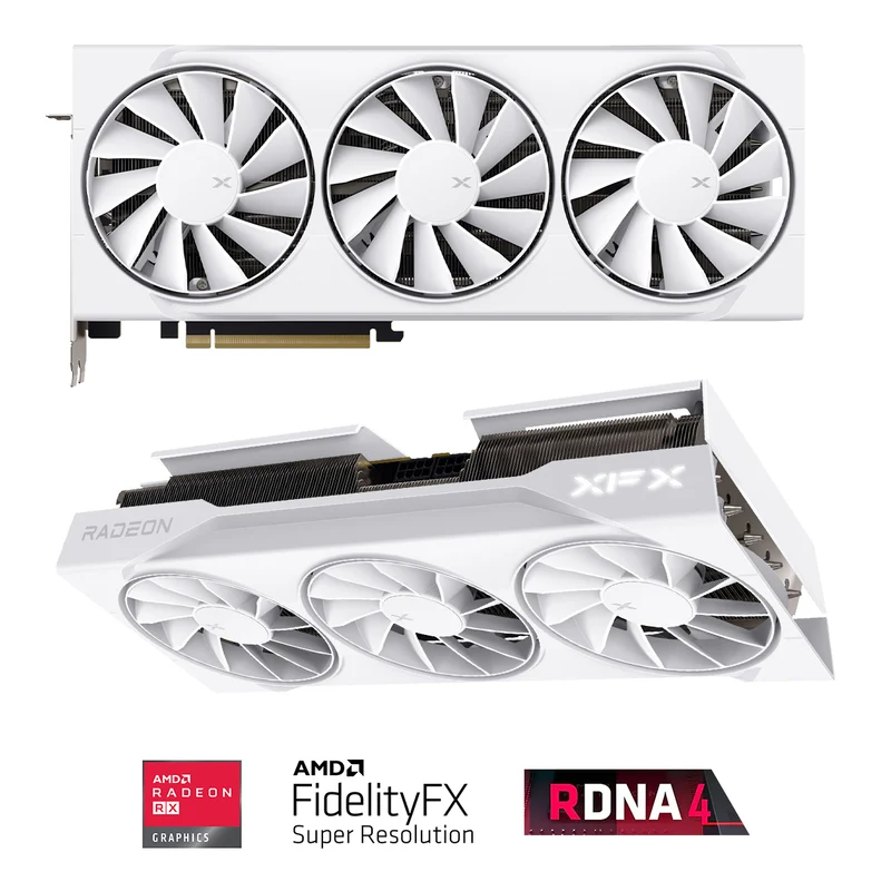 XFX Swift AMD Radeon RX 9070 XT Triple Fan 16GB GDDR6 Gaming Ed. Graphics Card (White) (RX-97TSWF3W9)