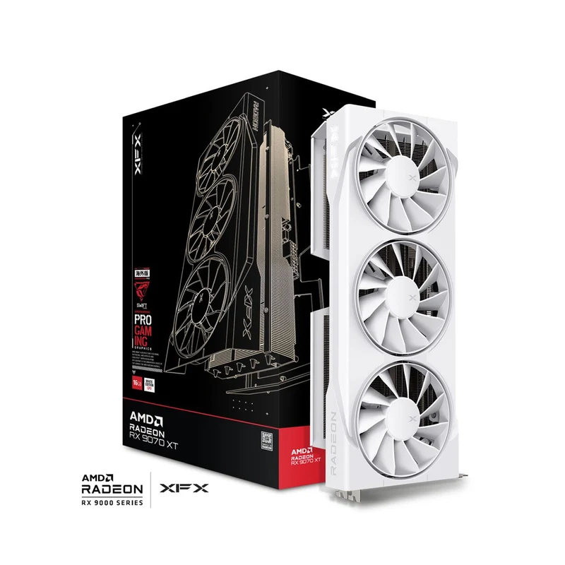 XFX Swift AMD Radeon RX 9070 XT Triple Fan 16GB GDDR6 Gaming Ed. Graphics Card (White) (RX-97TSWF3W9)