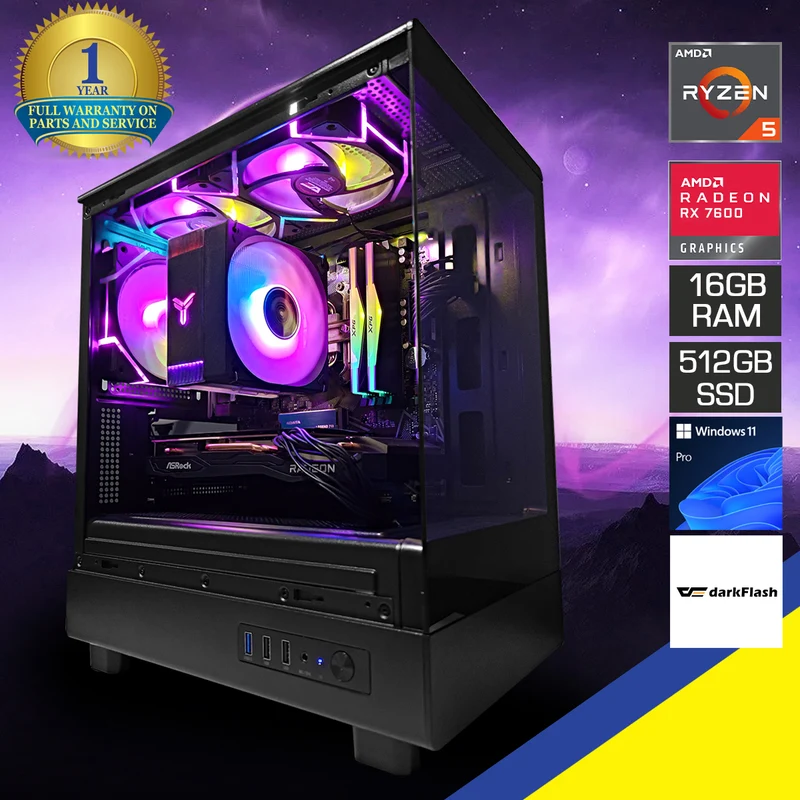 Alpha DB330M Black Desktop Gaming PC | AMD Ryzen 5 5500 | 16GB RAM | 512GB SSD | RX 7600 | Windows 11 Pro