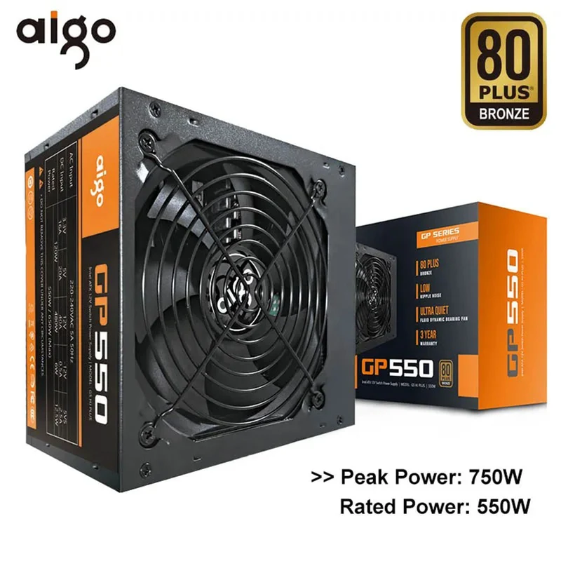 Aigo G5 HJ Plus GP550 550W 80+ Bronze Intel ATX 12V Switch Power Supply