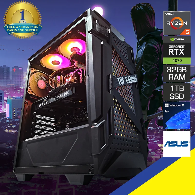 Aurora GT301 Black Desktop Gaming PC | AMD Ryzen 5 7500F | 32GB RAM | 1TB SSD | RTX 4070 | Windows 11 Pro