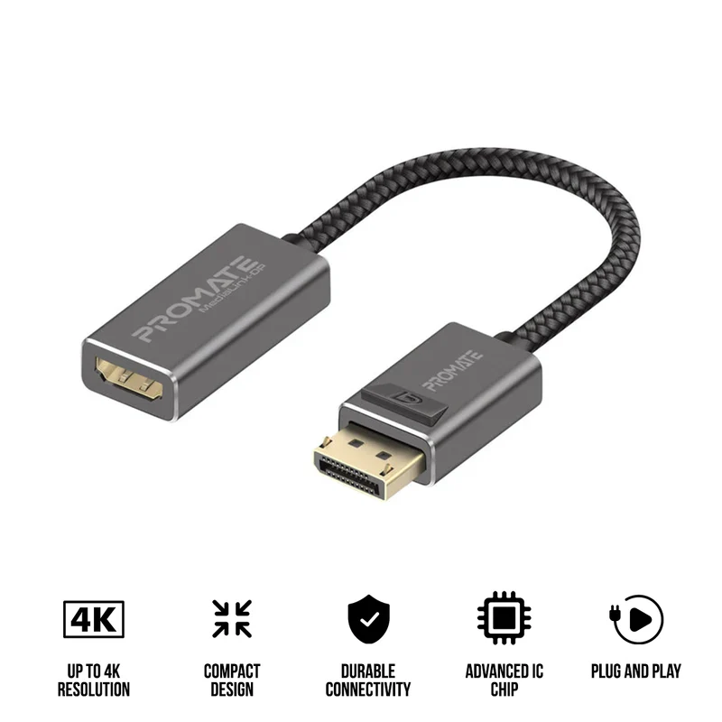 Promate MediaLink-DP 4K@60Hz High Definition DisplayPort to HDMI Adapter