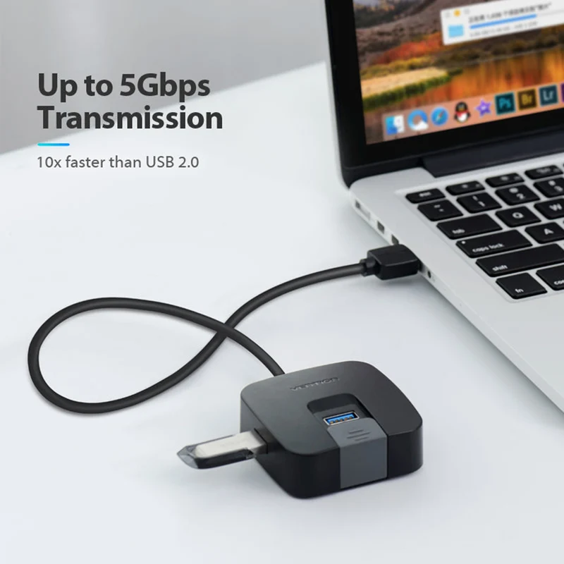Vention 4-Port USB 3.0 Hub - USB-A to USB 3.0 x 4 + Micro-B - 0.15M (CHBBB)