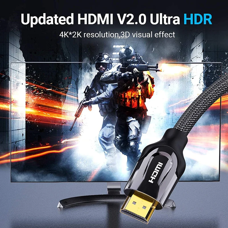 Vention Nylon Braided HDMI Cable Black Metal Type - (3M, 5M, 10M, 15M) (VAA-B05-B300, VAA-B05-B500, VAA-B05-B1000, VAA-B05-B1500)