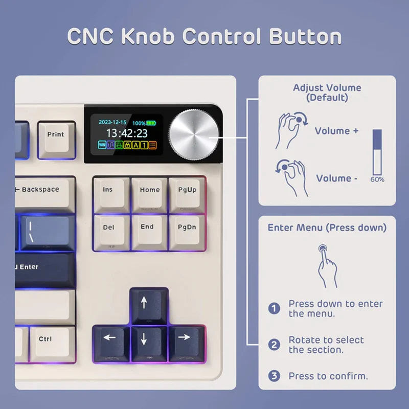 Royal Kludge RK-S85 Tri-Mode RGB 85 Keys Hot Swappable Mechanical Keyboard Horizon Blue (Cloud Switch, Beige Switch)