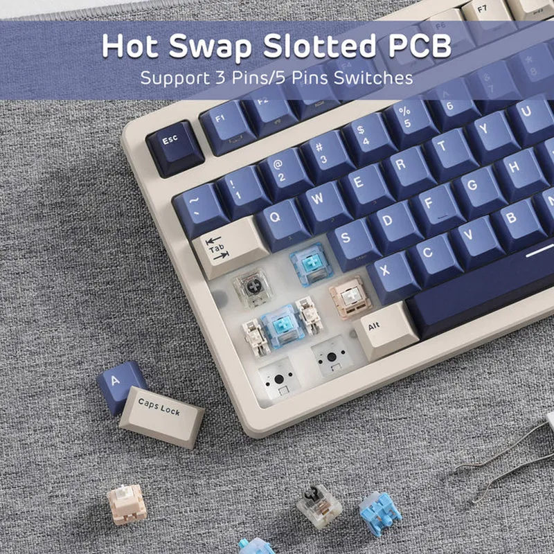 Royal Kludge RK-S85 Tri-Mode RGB 85 Keys Hot Swappable Mechanical Keyboard Horizon Blue (Cloud Switch, Beige Switch)
