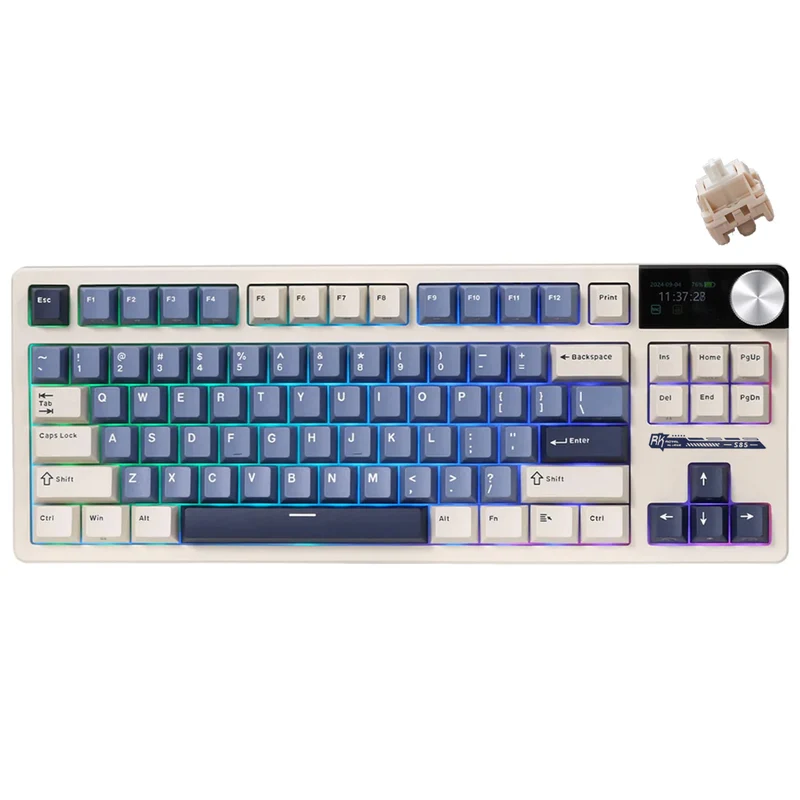 Royal Kludge RK-S85 Tri-Mode RGB 85 Keys Hot Swappable Mechanical Keyboard Horizon Blue (Cloud Switch, Beige Switch)