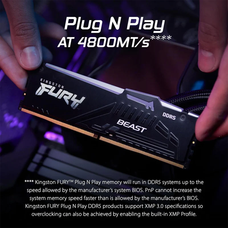 Kingston Fury Beast RGB 16GB (1x16GB) DDR5 6000MT/s CL30-36-36 1.4V EXPO/XMP Desktop Memory (KF560C30BBEA-16)