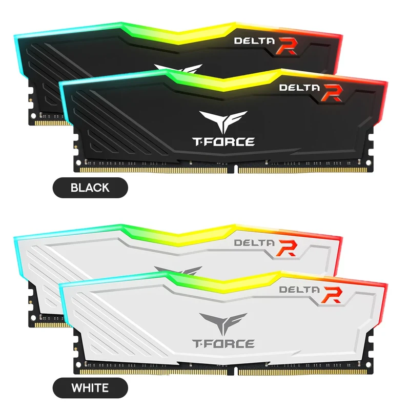 TeamGroup T-Force Delta RGB DDR4 32GB (2x16GB) 3200MHz CL16-20-20-40 1.35V Gaming Desktop Memory (Black, White)