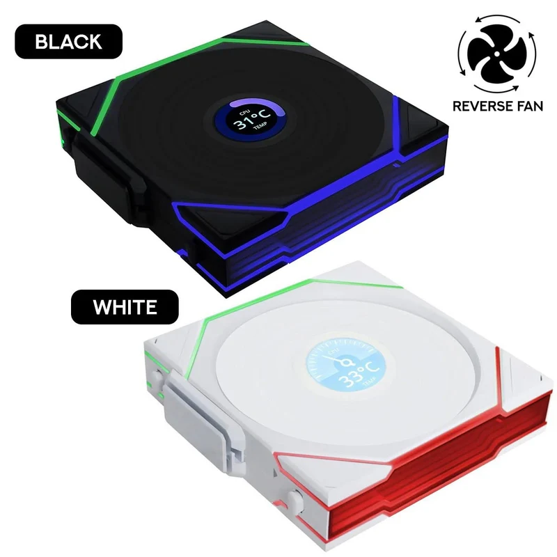 Lian Li Uni Fan TL Wireless LCD 120mm Reverse Blade Revolutionary ARGB Single Fan (Black, White)