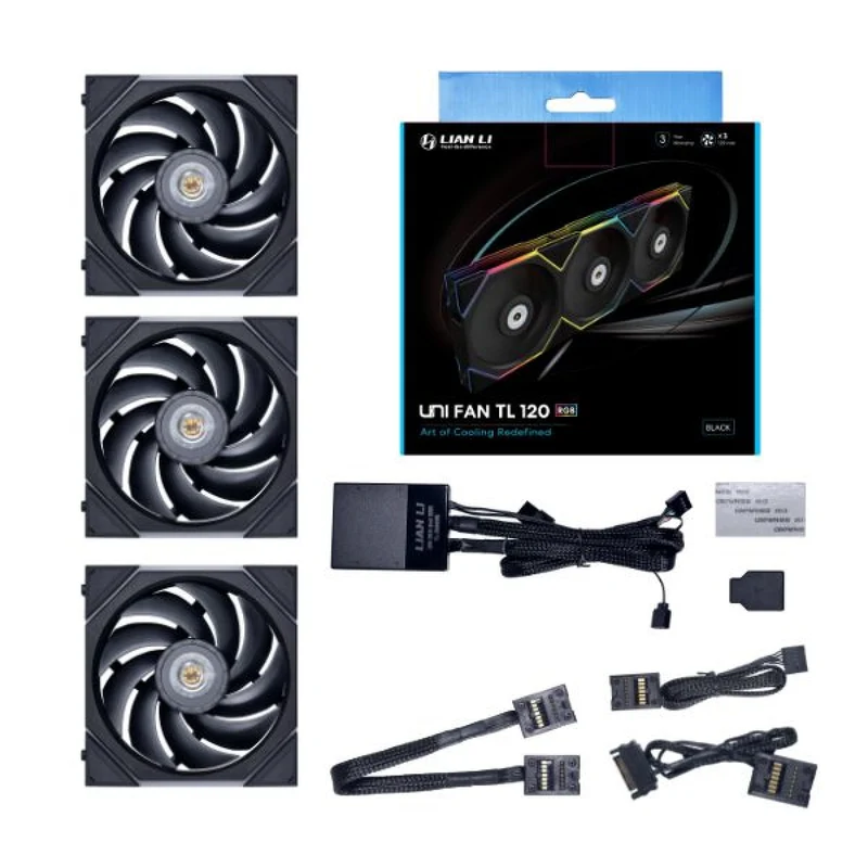 Lian Li Uni Fan TL Wireless 120mm Reverse Blade Revolutionary ARGB Triple Fan (Black, White)