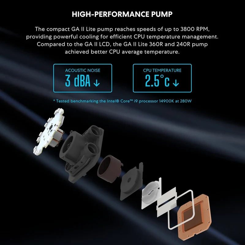 Lian Li Galahad II Lite 360mm RGB Fans Closed Loop AIO CPU Cooler (Black) (GA2L36RB)