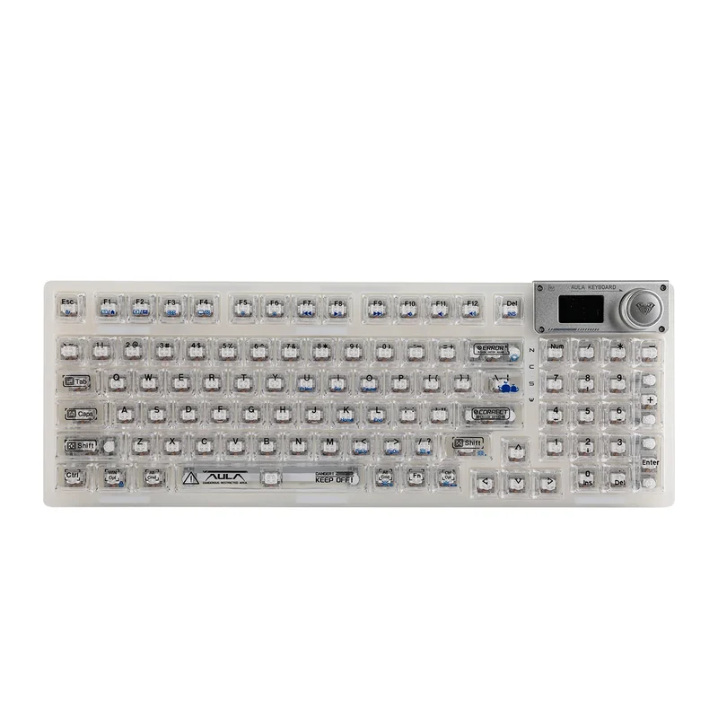 Aula F98 Pro Wireless & Bluetooth 99 Keys 3-In-1 Hot-Swappable Mechanical Keyboard (White)