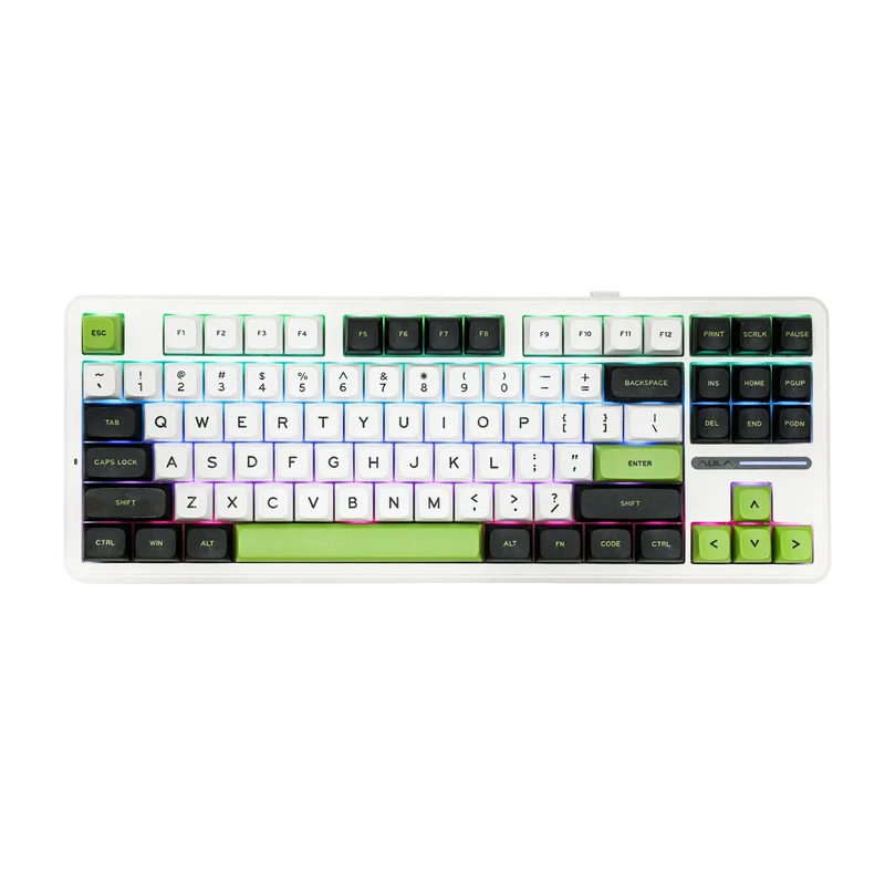 Aula F87 Wireless & Bluetooth 87 Keys Mechanical Keyboard (White/Black/Green)