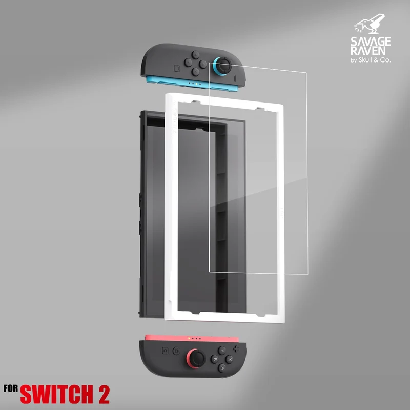 Skull & Co. Tempered Glass Screen Protector 9H Hardness / 0.26mm Ultra Thin HD Clarity with EZ-Align Frame 2-Pack for Nintendo Switch 2 (NS2SP2-P-G)