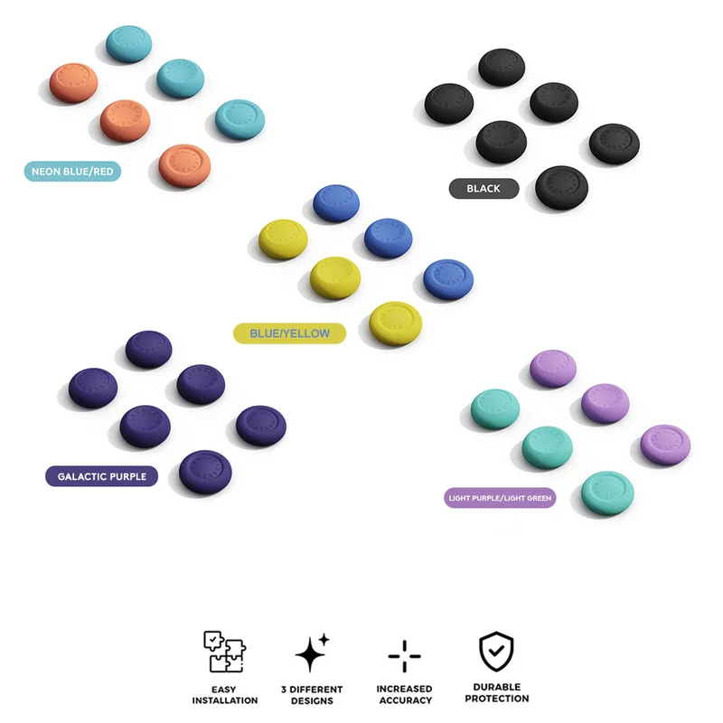 Skull & Co. Thumb Grip for Nintendo Switch 2 (Black, Neon Blue/Red, Galactic Purple, Light Purple/Light Green, Blue/Yellow)