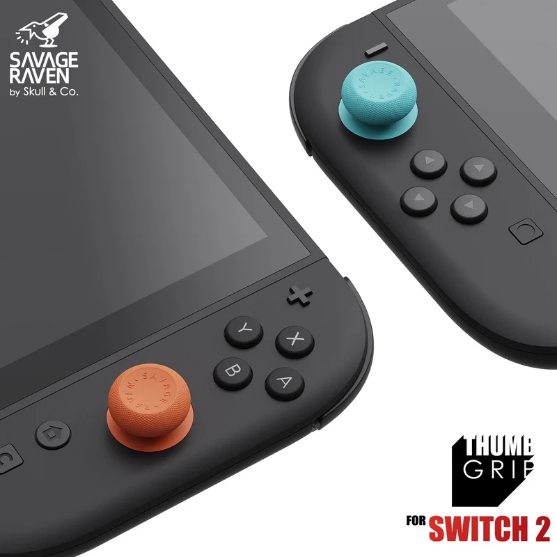 Skull & Co. Thumb Grip for Nintendo Switch 2 (Black, Neon Blue/Red, Galactic Purple, Light Purple/Light Green, Blue/Yellow)