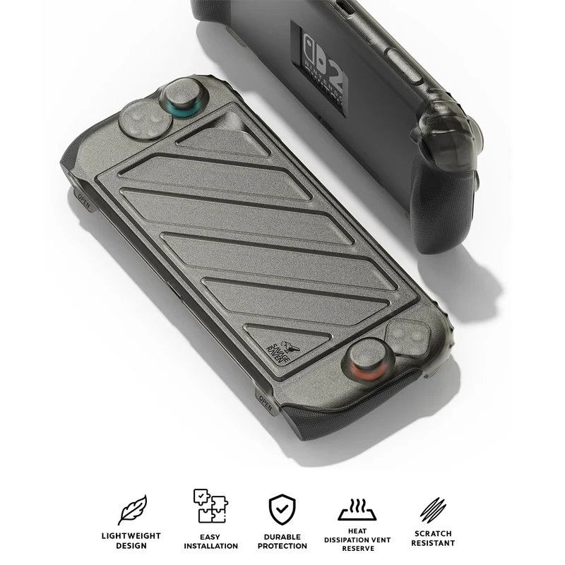 Skull & Co. HardShell Front Cover & Protective Case Bundle for Nintendo Switch 2 (Smoky Black) (NS2FCSET-SBK)