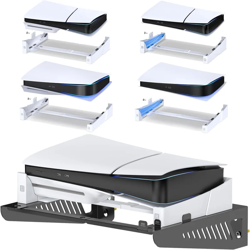 OIVO Wall Mount with Horizontal Stand for PS5 / PS5 Slim Disc & Digital (Black/White) (VG-P5288XS)