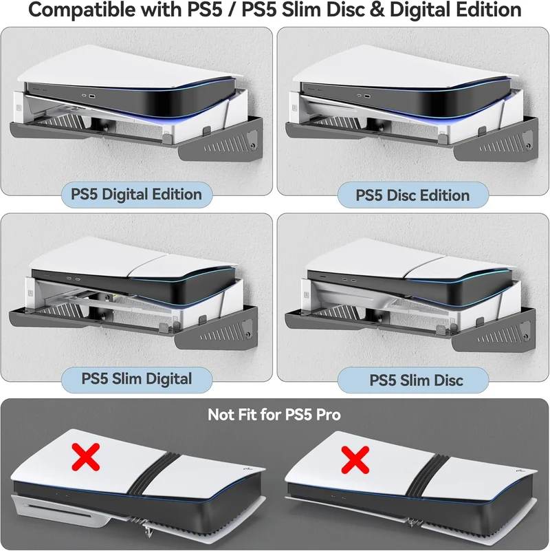 OIVO Wall Mount with Horizontal Stand for PS5 / PS5 Slim Disc & Digital (Black/White) (VG-P5288XS)