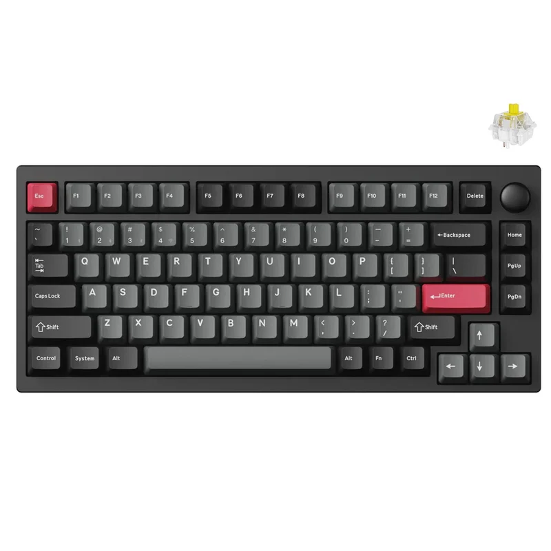 Keychron Lemokey P1 QMK/VIA Fully Assembled with Knob (Pro Version) RGB Backlight Hot-Swappable 75% Custom Gaming Keyboard - Carbon Black (Super Banana Switch) (P1P-M4)