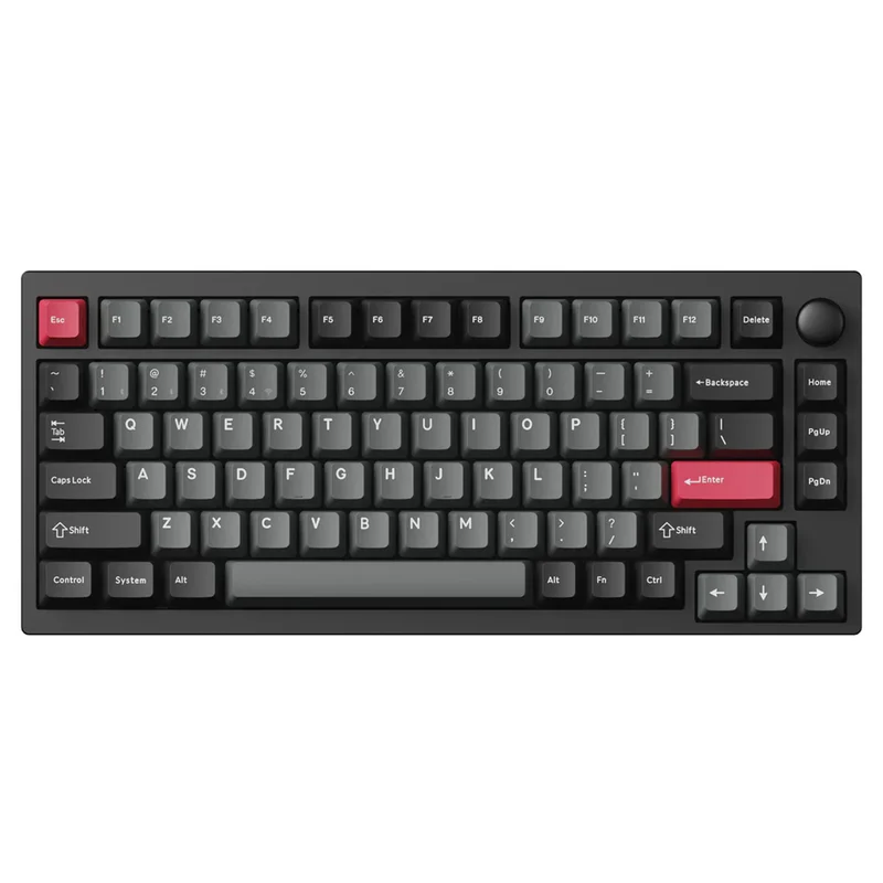 Keychron Lemokey P1 QMK/VIA Fully Assembled with Knob (Pro Version) RGB Backlight Hot-Swappable 75% Custom Gaming Keyboard - Carbon Black (Super Banana Switch) (P1P-M4)