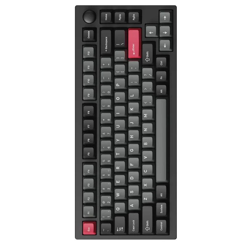 Keychron Lemokey P1 QMK/VIA Fully Assembled with Knob (Pro Version) RGB Backlight Hot-Swappable 75% Custom Gaming Keyboard - Carbon Black (Super Banana Switch) (P1P-M4)