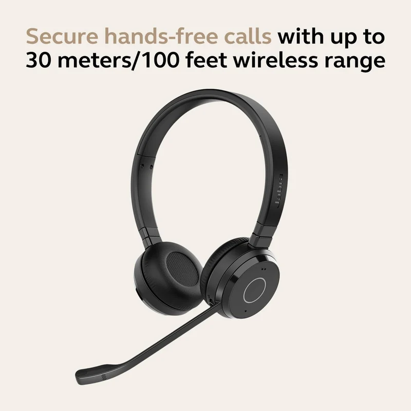 Jabra Evolve 65 TE USB-A UC Stereo Bluetooth Wireless Headset with Charging Stand
