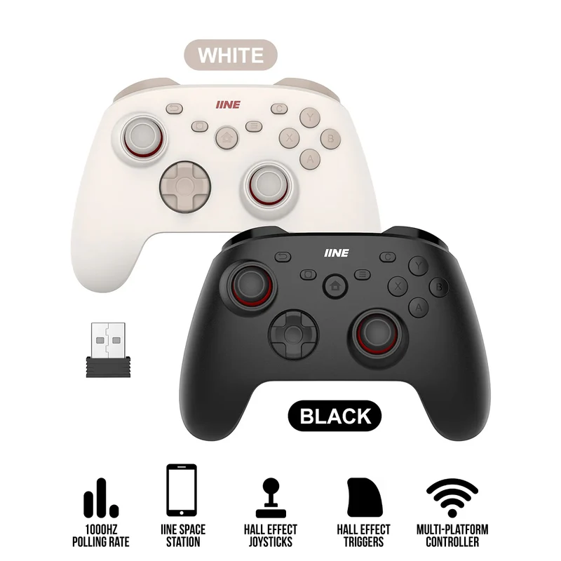 IINE Hypnos Wireless Controller for PC/ Nintendo Switch/ Phone (Black, White) (L1112, L1113)
