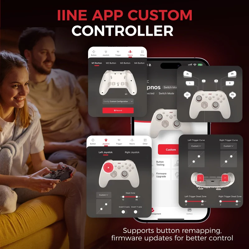 IINE Hypnos Wireless Controller for PC/ Nintendo Switch/ Phone (Black, White) (L1112, L1113)