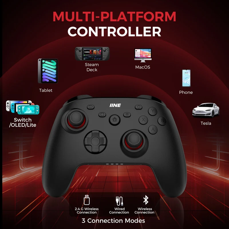 IINE Hypnos Wireless Controller for PC/ Nintendo Switch/ Phone (Black, White) (L1112, L1113)