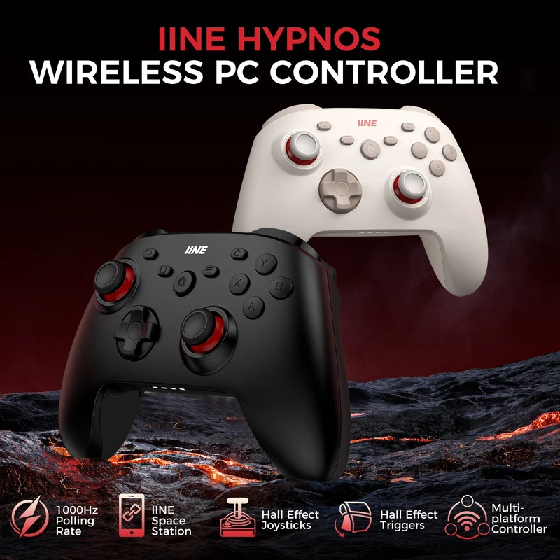 IINE Hypnos Wireless Controller for PC/ Nintendo Switch/ Phone (Black, White) (L1112, L1113)