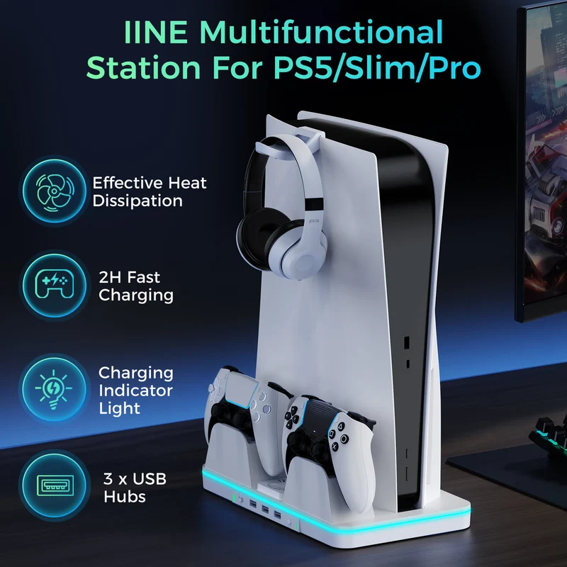 IINE Cooling Charging Station for PS5/PS5 Slim/PS5 Pro (L1061)